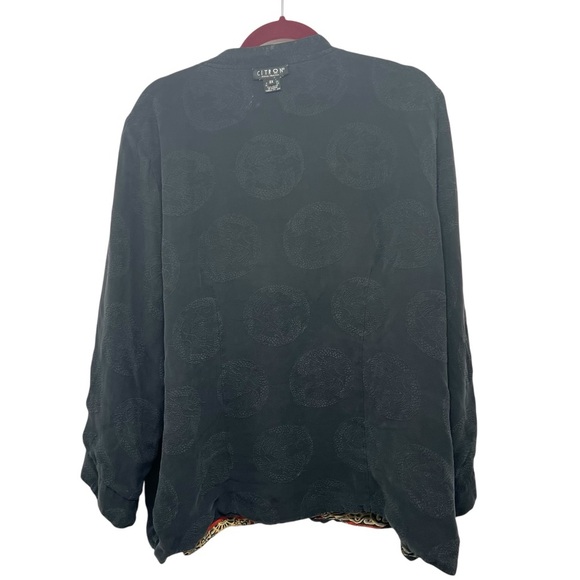 Citron Santa Monica Silk Red Asian Reversible Button Front Jacket Womens 2X - Picture 6 of 12